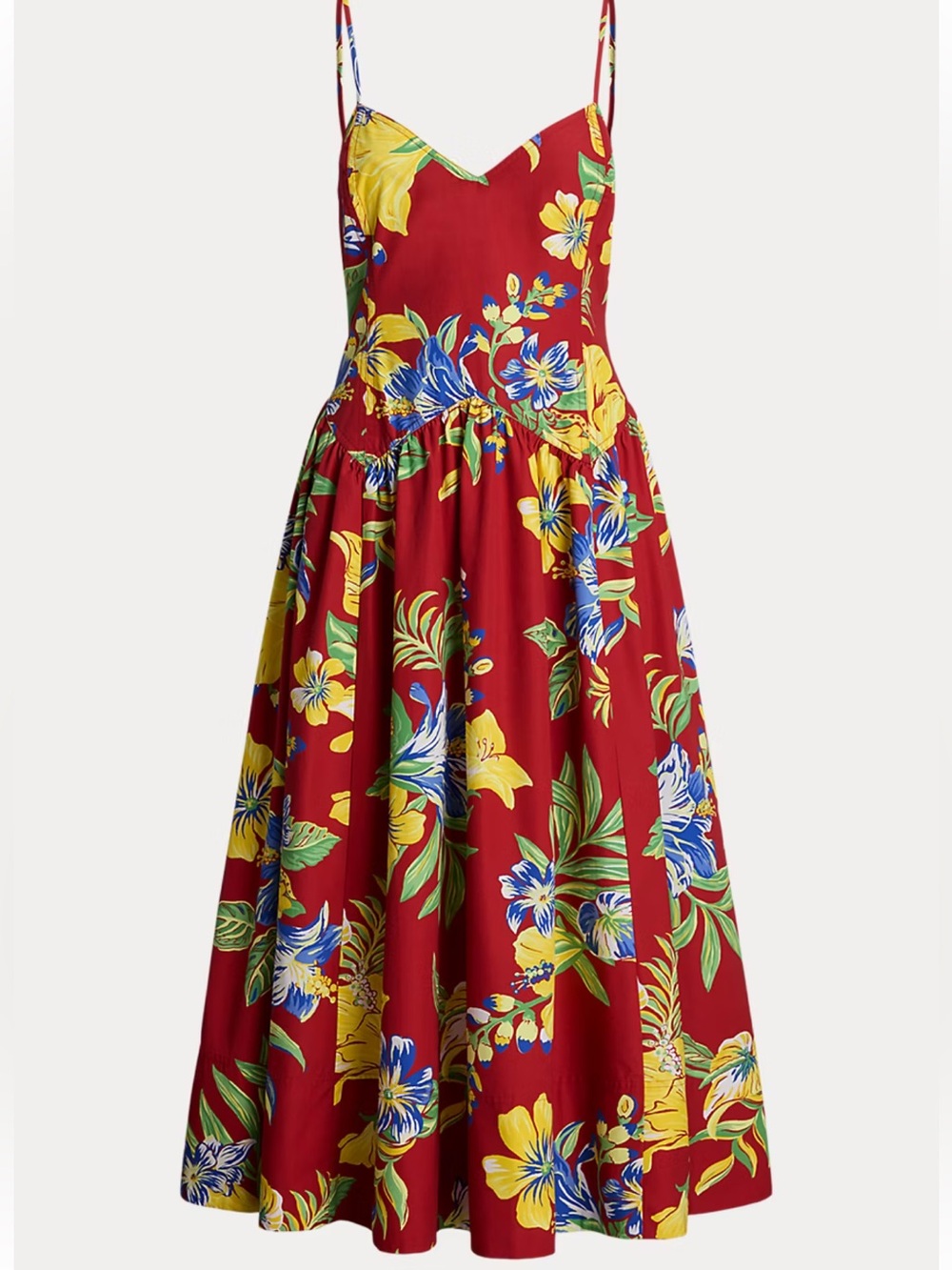 NEW Polo Ralph Lauren Tropical-Floral Cotton Poplin Dress